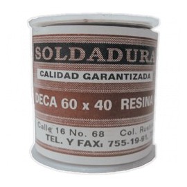 SOLDADURA ESTAÑO CARRETE SOLIDO DE 40X60 1/8"